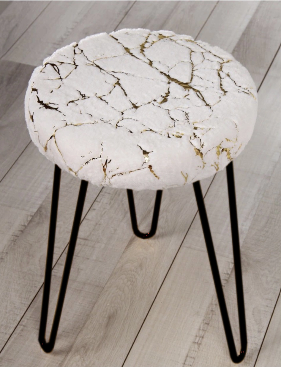 Soft White Metal Stool with Black Legs-1