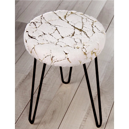 Soft White Metal Stool with Black Legs-1