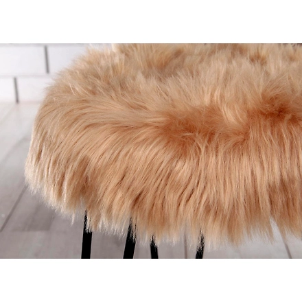 Beige Fur Metal Stool-2