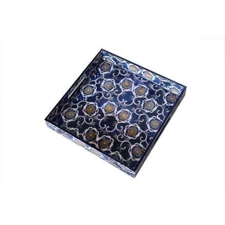 Wooden Blue Tray Set of 2-1