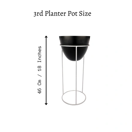 Black Silver Set of 3 Planters- Small-3
