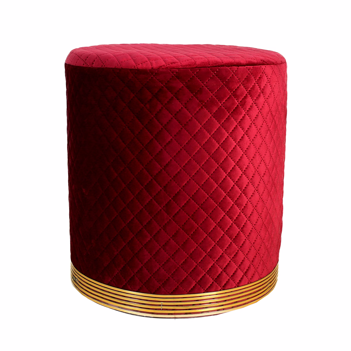 Red Velvet Wooden Sitting Ottoman image 2