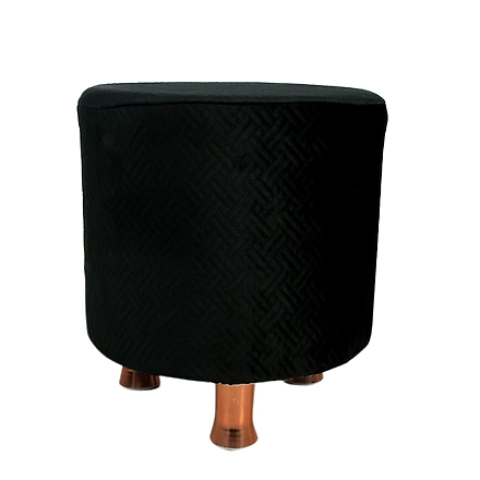 Black Velvet Sitting Ottoman with Rose Gold Legs-2