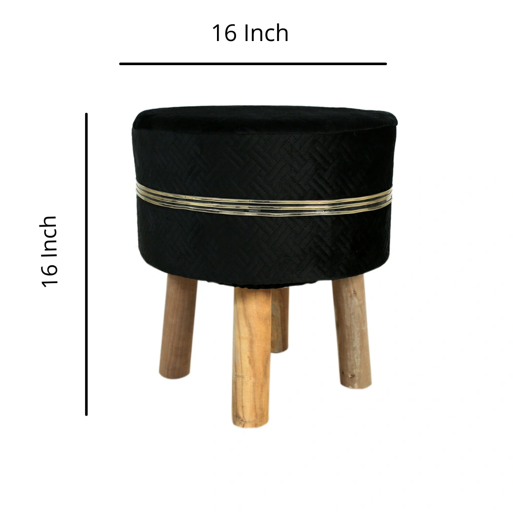 Black strip Wooden Stool for Living Room-2