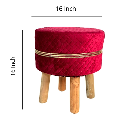 Red Strip Wooden Stool for Living Room-1