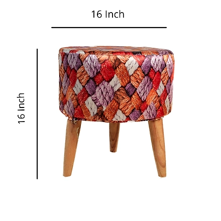 Vibrant Printed Wooden Stool for Living Room-2