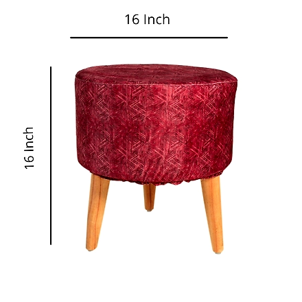 Maroon Printed Wooden Stool for Living Room-2