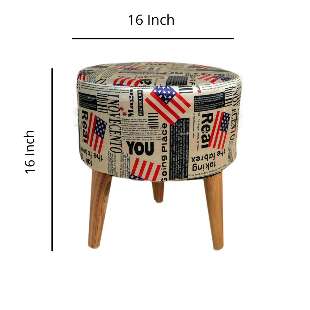 Flag Printed Wooden Foot | Sitting Stool-2