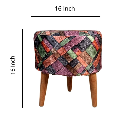 Vibrant Printed Wooden Stool for Living Room-2