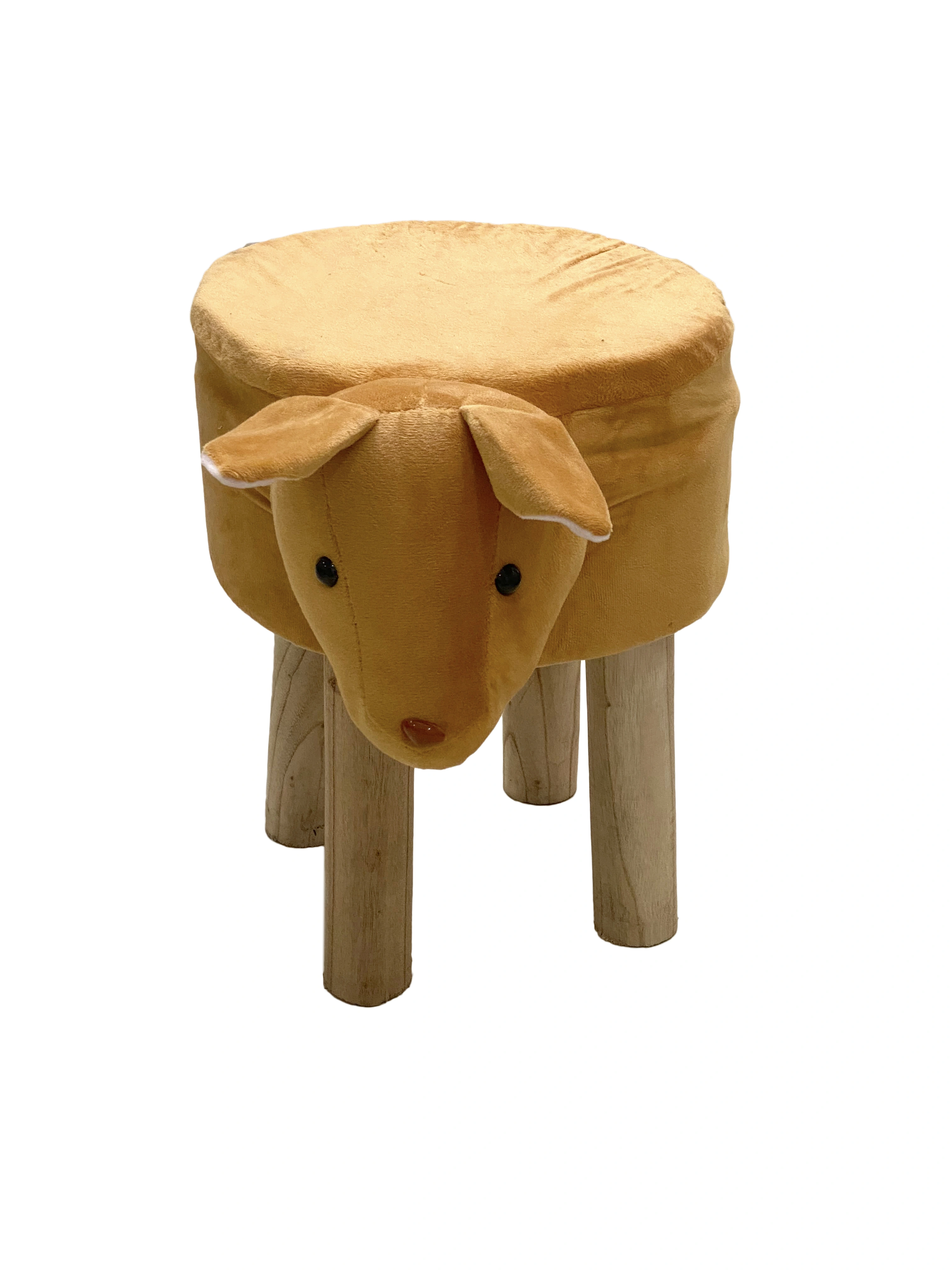 Animal Shape Wooden Brown Ottoman for Kids-Brown2AnimalOttoman