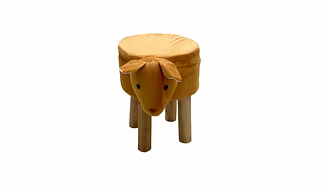 Animal Shape Wooden Brown Ottoman for Kids