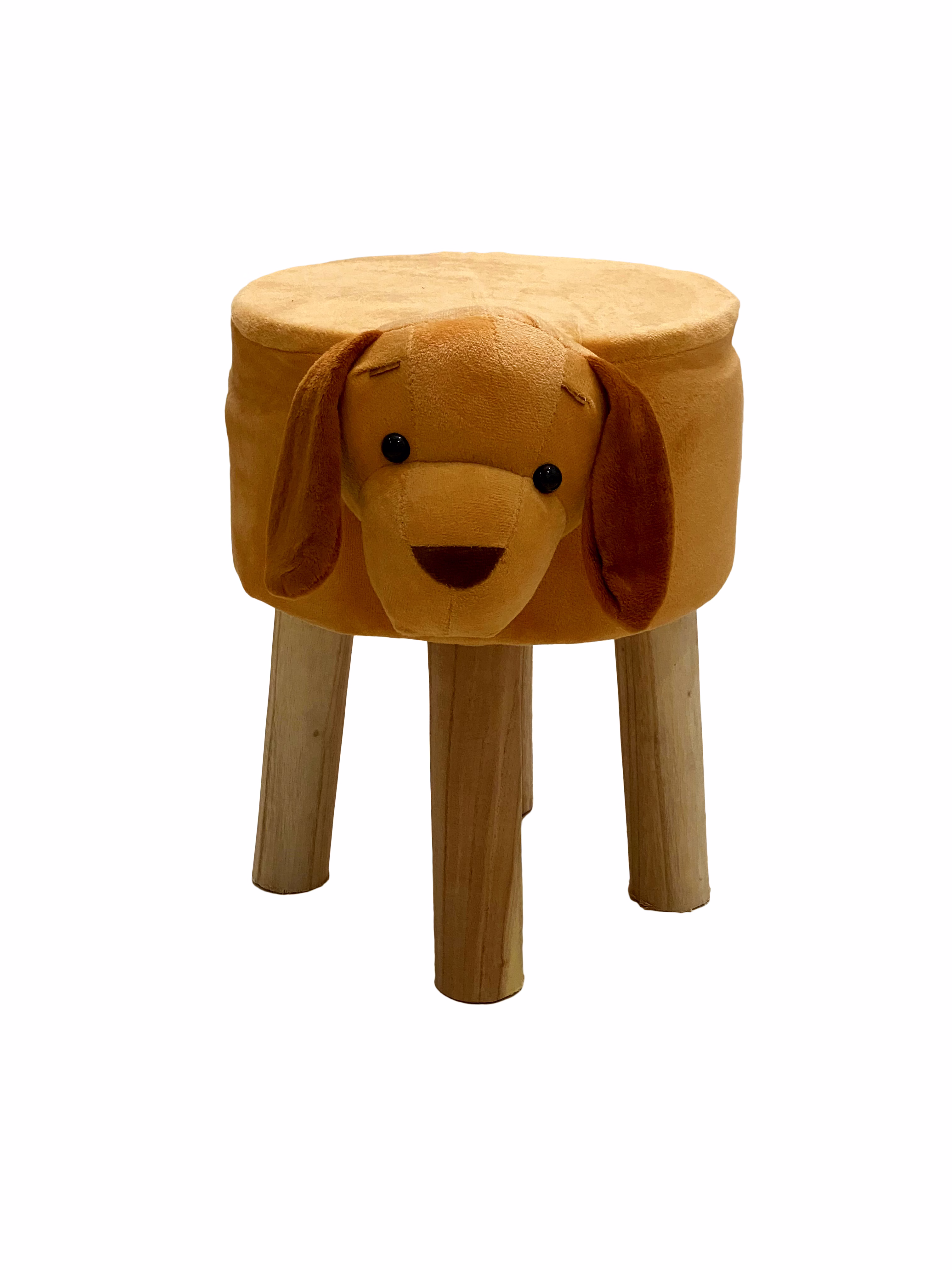 Brown Animal Shape Wooden Ottoman for Kids image 1