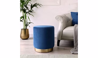 Blue Velvet Ottoman