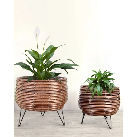 Brown Basket Planters - Set of 2-BrownBasketPlanters