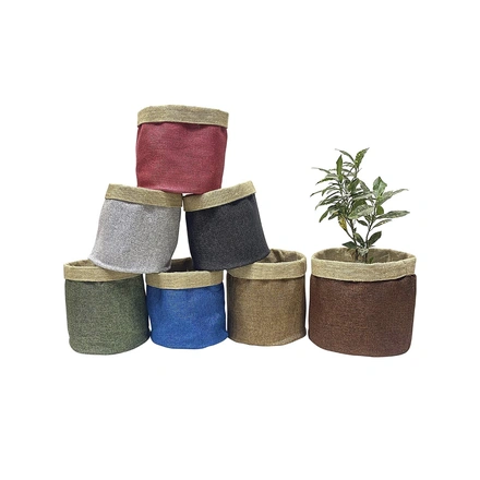 Jute Planter Pots/Storage- Blue (Set of 2)-1