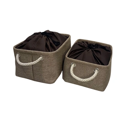 Multipurpose Basket Storage (Pack of 2) for Living Room, Bedroom, Office-BrownBaskets