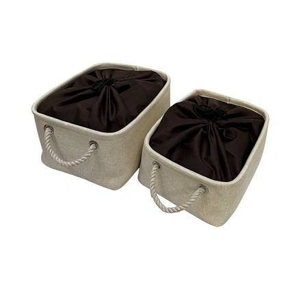 Multipurpose Basket Storage (Pack of 2) for Living Room, Bedroom, Office-CreamBaskets