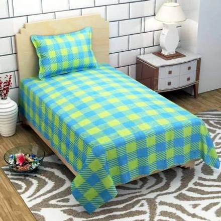 Green Box Double Bed Glace Cotton Bedsheet with 2 Pillow Cover-M222GreenBox