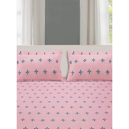 Pink Dot Double Bed Glace Cotton Bedsheet with 2 Pillow Cover-Single Bed-3