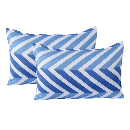 Blue Lines Double Bed Glace Cotton with 2 Pillow Cover-Single Bed-3