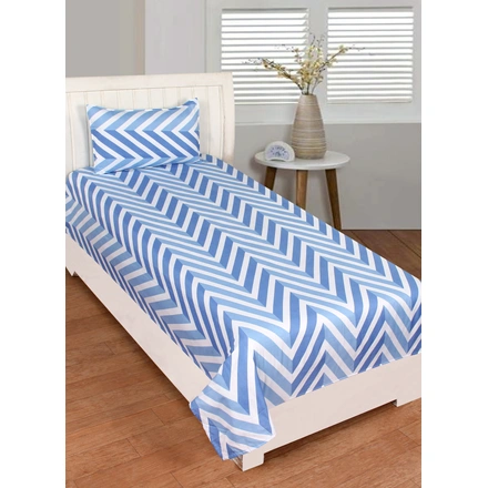 Blue Lines Double Bed Glace Cotton with 2 Pillow Cover-M240BlueLines