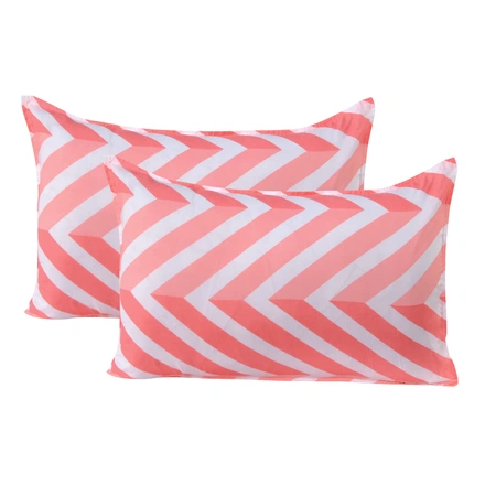 Pink Lines Double Bed Glace Cotton Bedsheet with 2 Pillow Cover-Double Bed-3