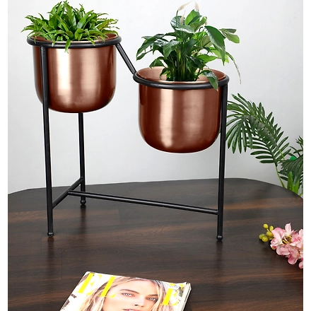 Dual Metal Planter With Stand-DualPlanterCopper