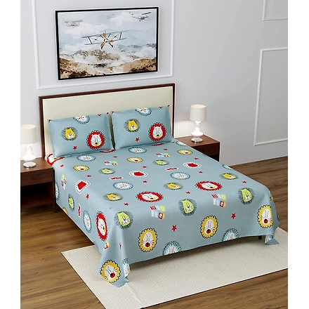 Grey Lion Kids Double Bedsheet Glace Cotton-144 TC-M-367GreyLion