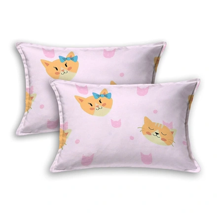 Pink Cat Kids Double Bedsheet Glace Cotton-144 TC-Single Bed-2