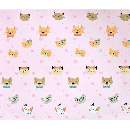 Pink Cat Kids Double Bedsheet Glace Cotton-144 TC-Double Bed-3