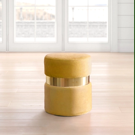 Yellow Gold Strip Ottoman-YellowGoldStrip