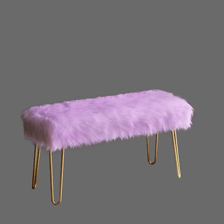 Mauve Faux Fur Bench- Metal-2