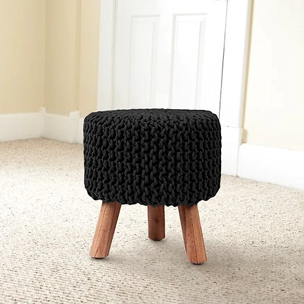 Black Hand Knit Stool-BlackHandKnitStool