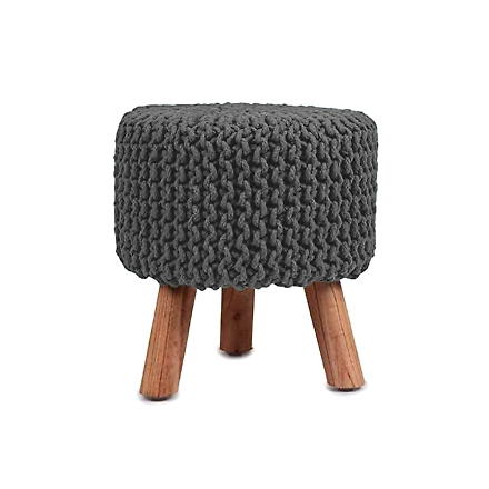 Grey Hand Knitted Multipurpose Foot Stool-1