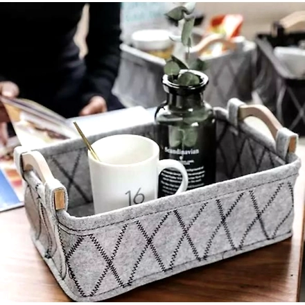 Grey Wooden Basket- Set of 3-1