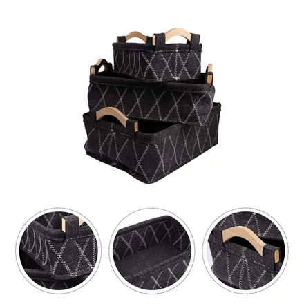 Black Multipurpose Basket- Set of 3-2