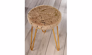 Beige Soft Gold Metal Stool