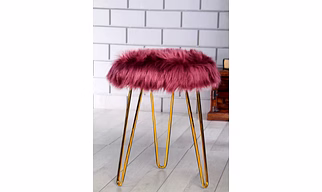 Maroon Fur Gold Metal Stool