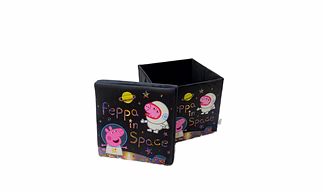 Peppa Pig Multi-Functional Folding Storage Ottoman Box Organizer Cum Stool with Seat Cushion, Storage Boxes for Toys for Kids