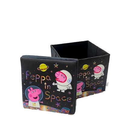 Peppa Pig Multi-Functional Folding Storage Ottoman Box Organizer Cum Stool with Seat Cushion, Storage Boxes for Toys for Kids-PeppaPigStool