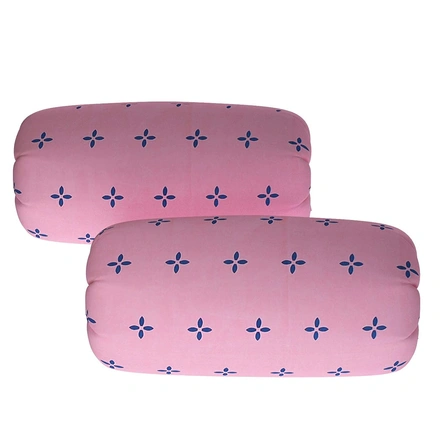Pink Dot Glace Cotton Diwan Set 8 Pieces, 1 Single bedsheet, 5 Cushions Covers and 2 Bolster Covers-3