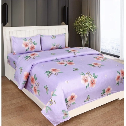Lilac Glacé Cotton Double Bedsheet-Single Bed-3