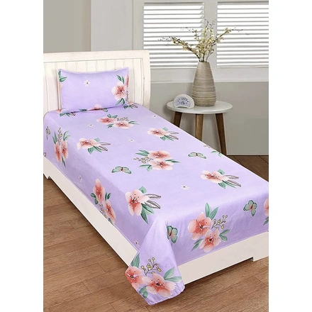 Lilac Glacé Cotton Double Bedsheet-LilacBedsheetSingle