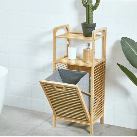 Bamboo Laundry Multipurpose Storage With Top Shelf-GreyTopShelf-002
