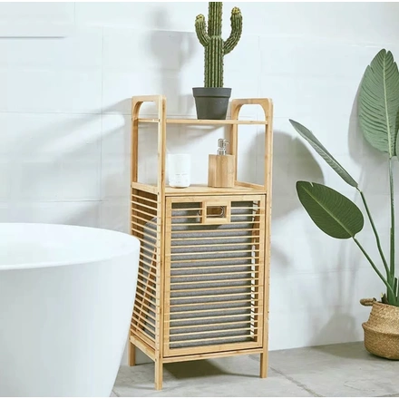 Bamboo Laundry Multipurpose Storage With Top Shelf-4