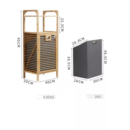 Bamboo Laundry Multipurpose Storage With Top Shelf-5
