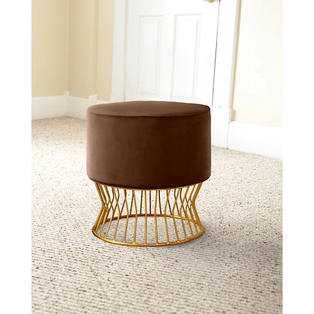 Metallic Lines Brown Ottoman For Living  Room-MetallicBrownStool