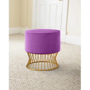 Metallic Lines Purple Ottoman For Living Room