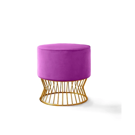 Metallic Lines Purple Ottoman For Living  Room-1