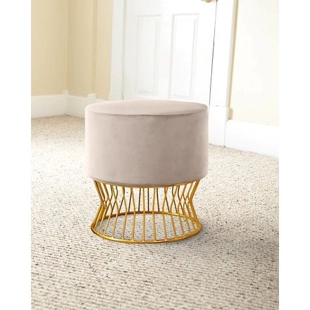 Metallic Lines White Ottoman For Living  Room-1